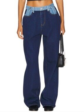 Steve Madden Emeric Color Block Wide Leg Jeans Women's XS